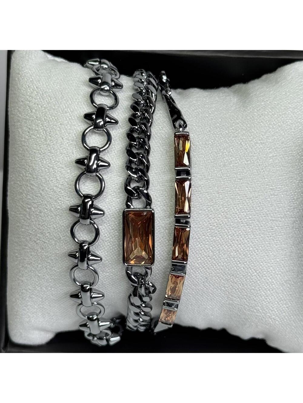 Bomb Party Luxe Layers Bracelets "Edgy Perfection" Dark Smokey Topaz on Hematite